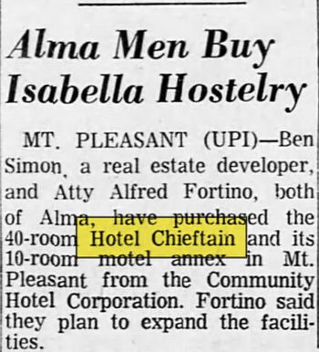 Hotel Chieftan - Sept 1968 New Owners